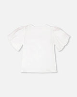 Organic Cotton Jersey Top White With Embroidery-2