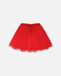 Mesh And Eyelet Skirt Red-0