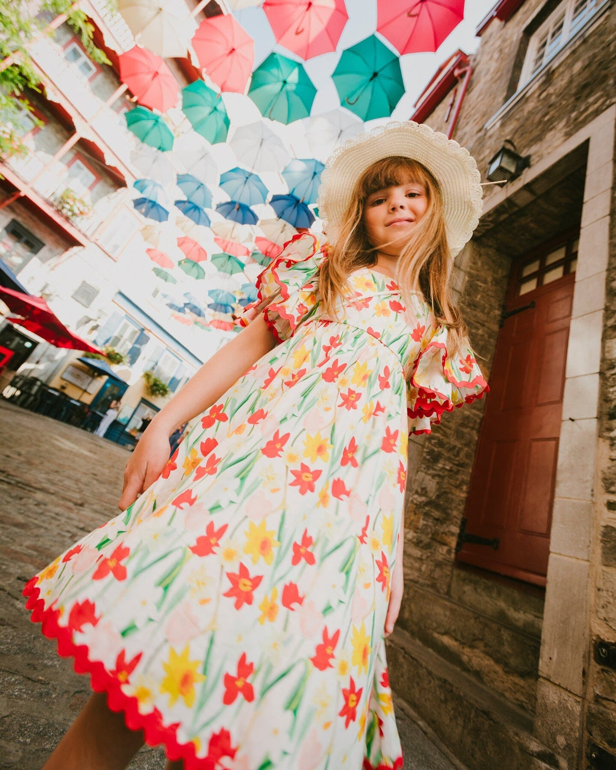 Viscose Dress White Daffodil Print-1