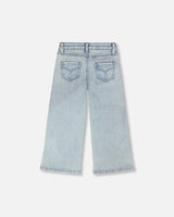 Wide Leg Light Blue Denim Jeans-4