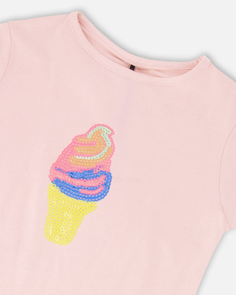 Organic Cotton Jersey Ice Cream T-Shirt Pink-3