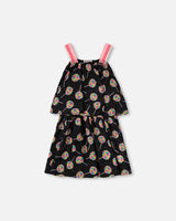 Woven Dress Black Lollipop Print-0