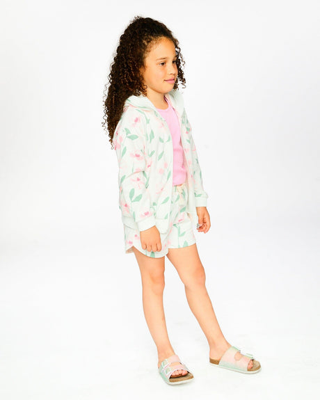 French Terry Hoodie Off White Printed Flowers-2