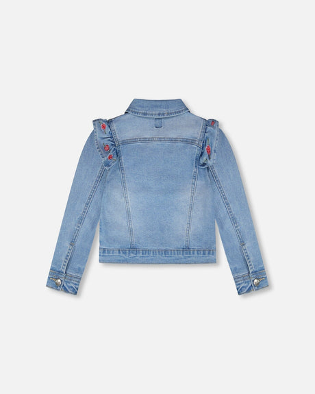 Light Blue Denim Jacket With Embroidery-3