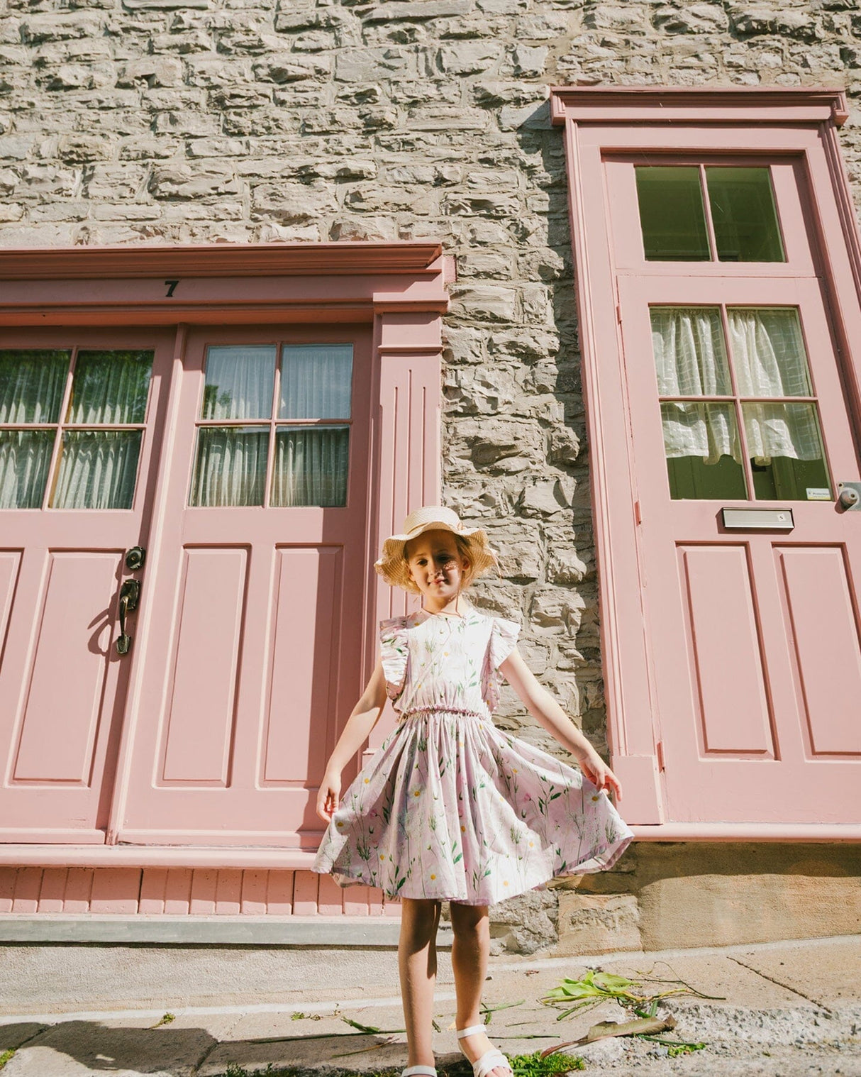 Viscose Dress Pink Printed Flowers-2