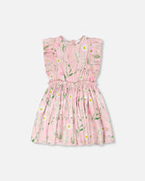 Viscose Dress Pink Printed Flowers-4
