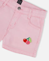 Pink Denim Shorts With Embroidery-3