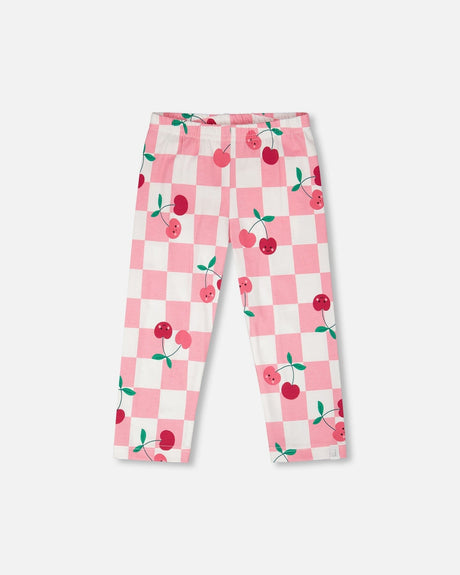 Organic Cotton Jersey Capri Pink Printed Cherries-0