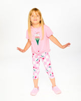 Organic Cotton Jersey Capri Pink Printed Cherries-1