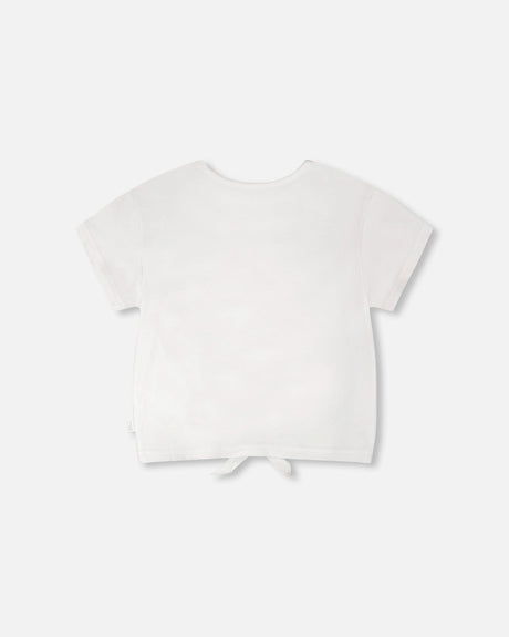 Organic Cotton Jersey T-Shirt With Tie At Waist White-2