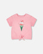 Organic Cotton Jersey T-Shirt With Tie At Waist Pink-0