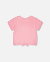 Organic Cotton Jersey T-Shirt With Tie At Waist Pink-2