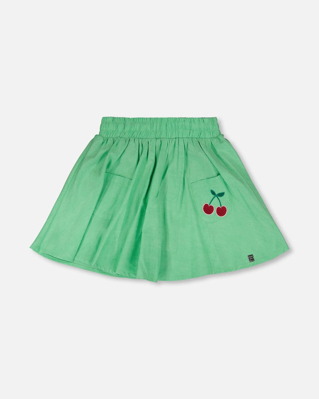 Organic Cotton Skort With Embroidery Green-0