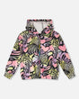 Zip Front French Terry Hoodie Black Printed Multicolor-0