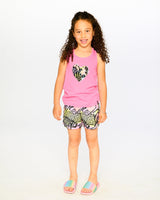 Organic Cotton Jersey Tank Top Pink With Screen Print-1