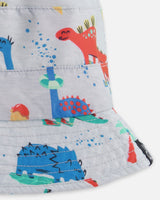 Recycled Polyester Beach Hat Blue Baby Dinosaur Print-3