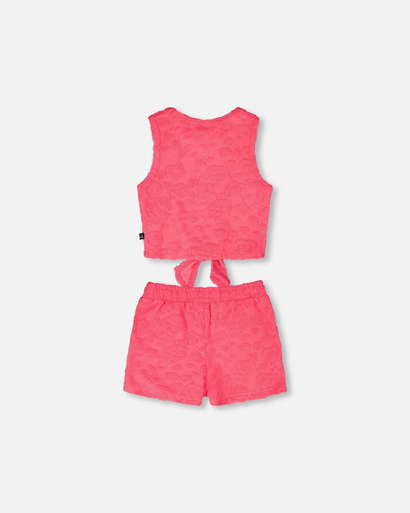 Terry Tank Top With Shorts Set Pink-4