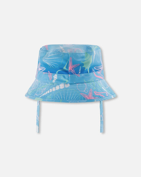 Beach Hat Blue Shell Print-2