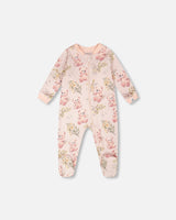 Organic Cotton Baby One-Piece Pyjama Pale Pink Bear Print-0