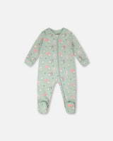Organic Cotton Baby One-Piece Pyjama Blue Kitten Print-0