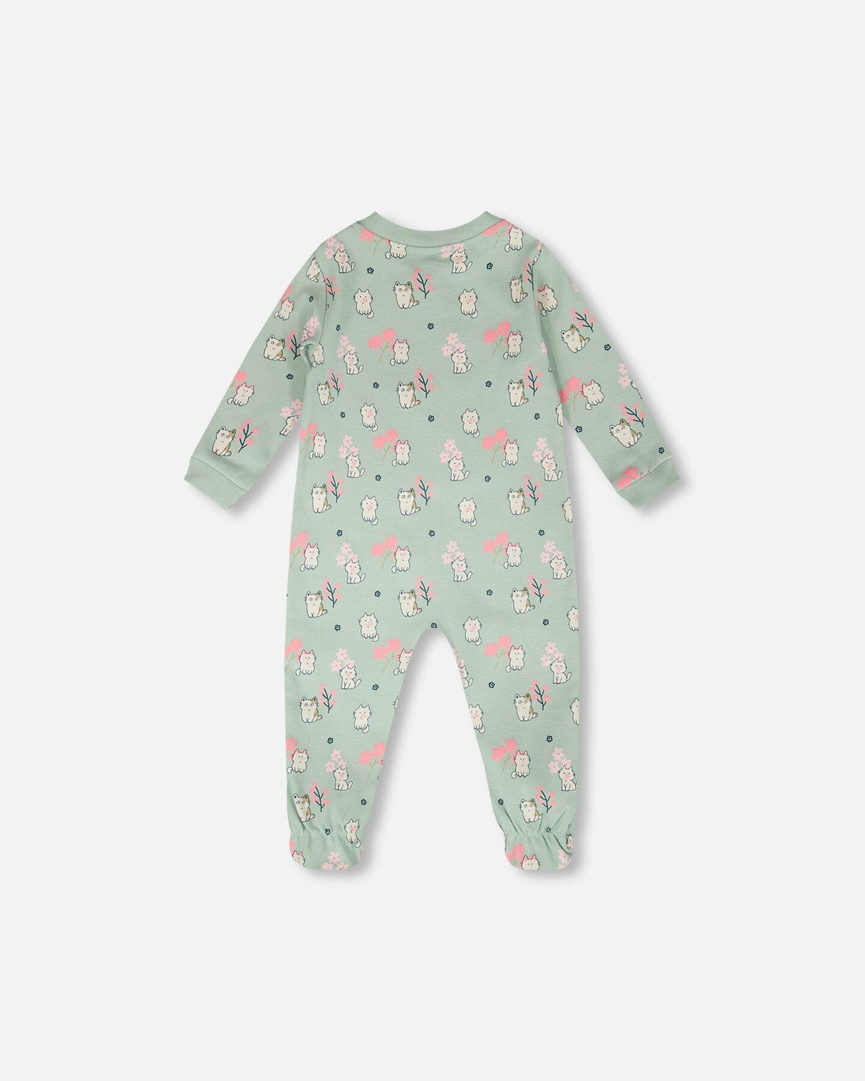 Organic Cotton Baby One-Piece Pyjama Blue Kitten Print-1