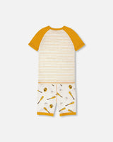 Organic Cotton Two-Piece Pyjama Set Grey Mix Baseball Print-2