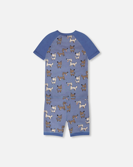 Organic Cotton Two-Piece Pyjama Set Blue Dog Print-2