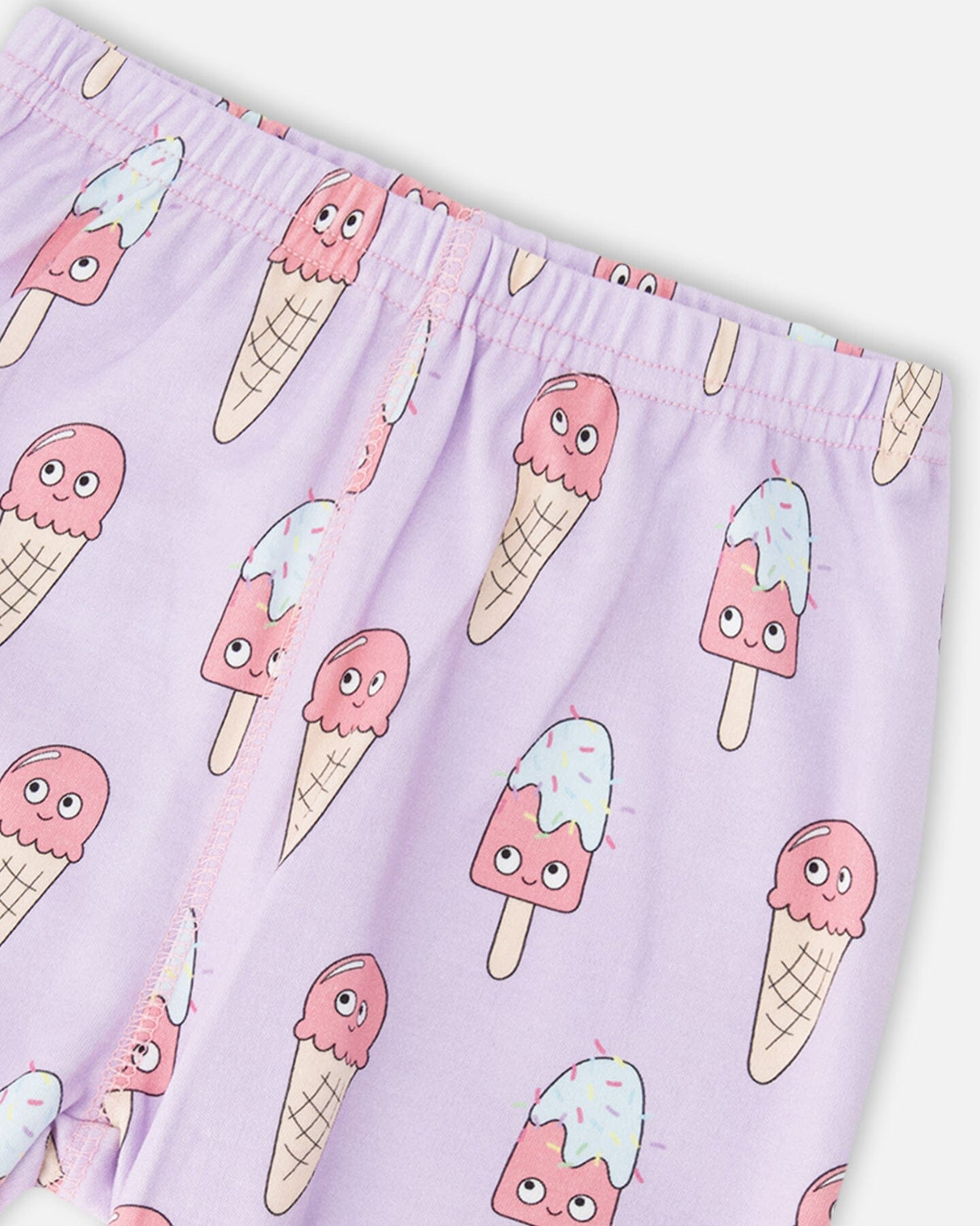 Organic Cotton Two-Piece Pyjama Set Lilac Printed Ice Creams-4