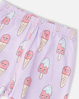 Organic Cotton Two-Piece Pyjama Set Lilac Printed Ice Creams-4