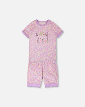 Organic Cotton Two-Piece Pyjama Set Purple Animal Print-0