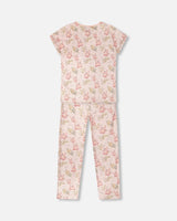 Organic Cotton Women Two-Piece Pyjama Set Pale Pink Bear Print-1