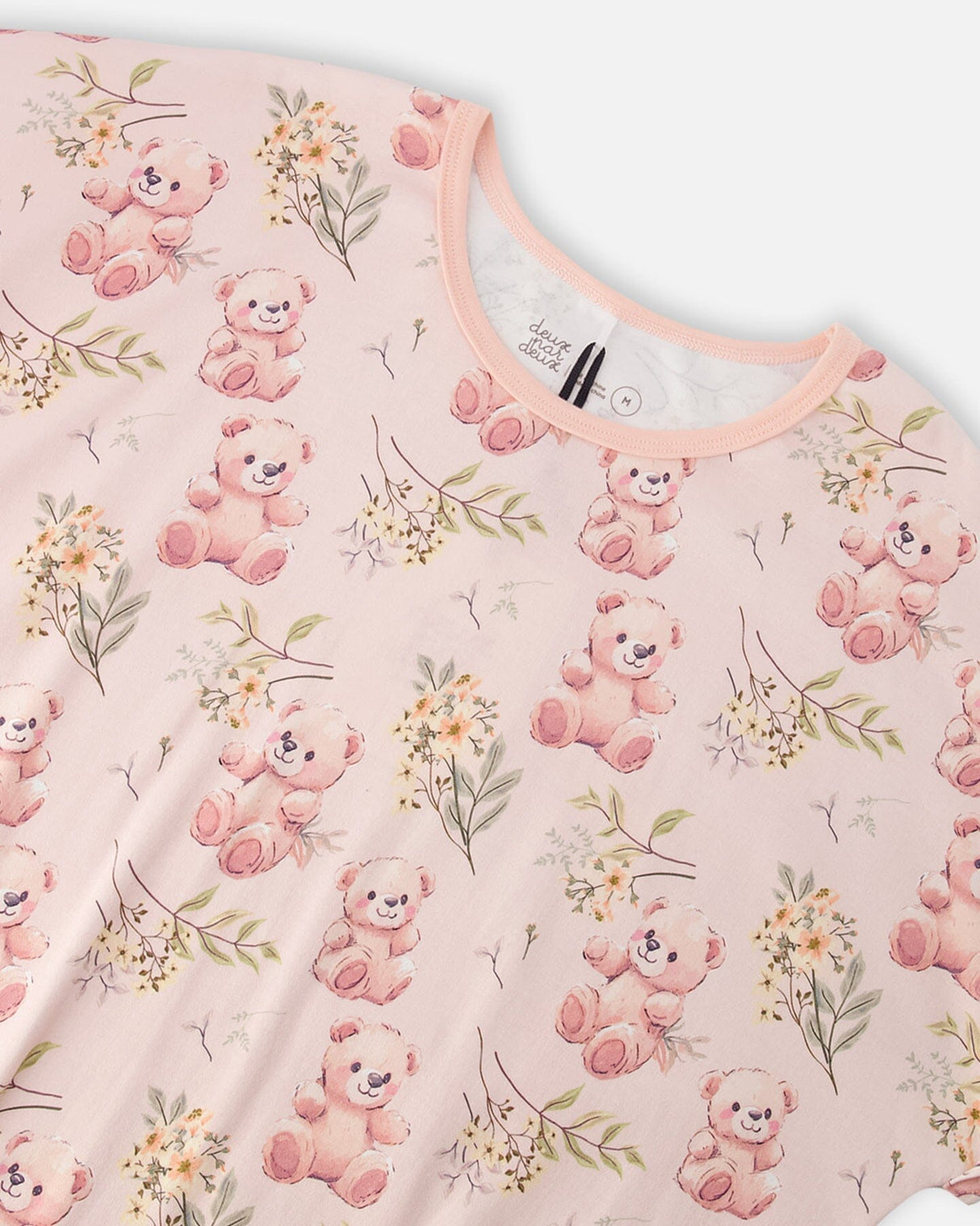 Organic Cotton Women Two-Piece Pyjama Set Pale Pink Bear Print-2