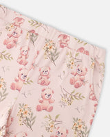 Organic Cotton Women Two-Piece Pyjama Set Pale Pink Bear Print-3