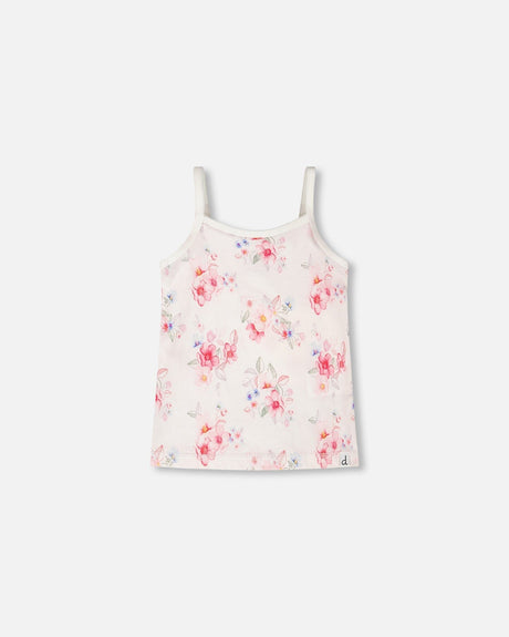 Organic Cotton Tank Underwear Pink Printed Flowers-0