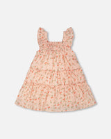 Multi-Tiered Dress With Smocking Pink Printed Flowers-2