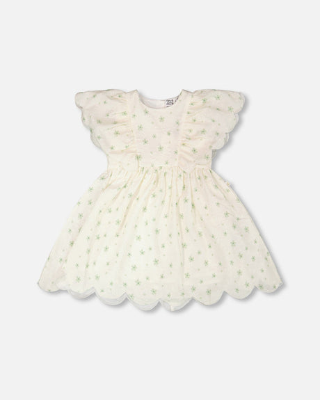 Jacquard Dress White Printed Flowers-0