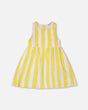 Sleeveless Dress White And Yellow Stripes-0
