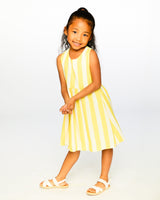 Sleeveless Dress White And Yellow Stripes-1