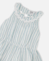 Multi-Tiered Dress White And Blue Stripes-3