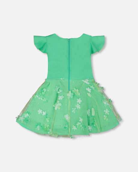 Bi-Material Dress Bright Mint Green-2