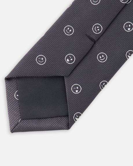 Neck Tie Black Printed Smiles-1