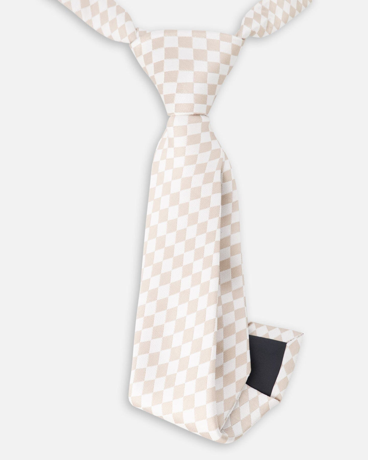 Neck Tie White And Sand Check-2