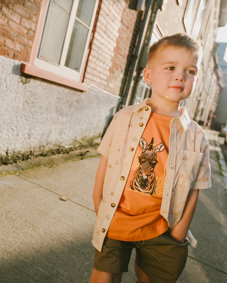 Poplin Shirt Beige Safari Print-1