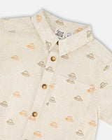 Poplin Shirt Beige Safari Print-4