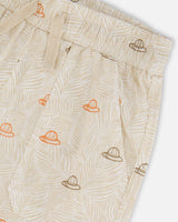 Poplin Shorts Beige Safari Print-3