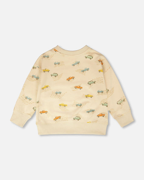 French Terry Sweatshirt Beige Jeep Print-3