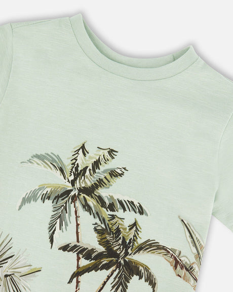 Organic Cotton T-Shirt Mint Green Safari Print-3