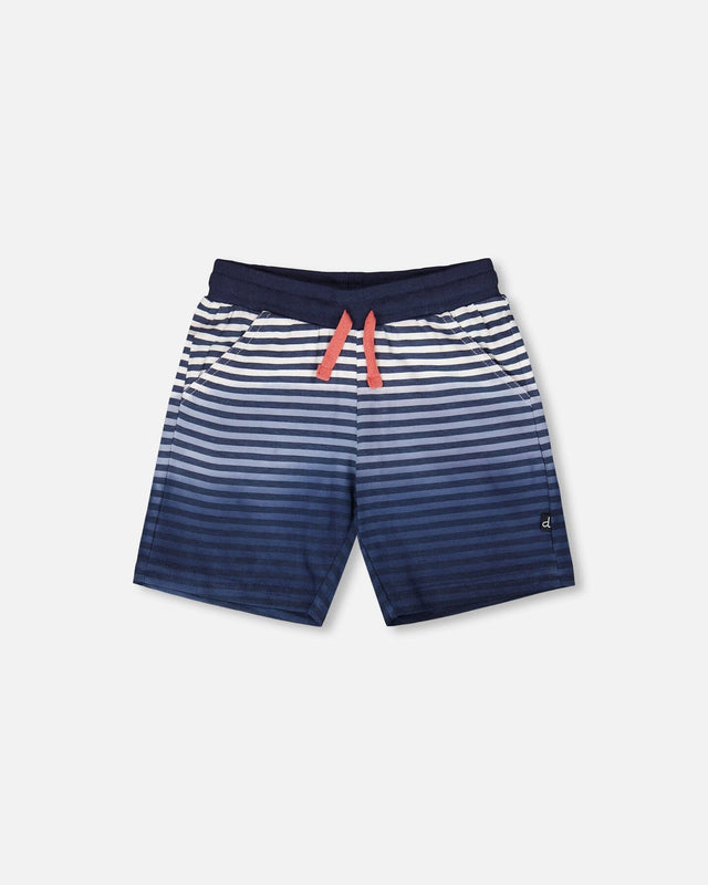 Organic Cotton Shorts Blue Gradient Stripes-0