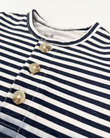 Organic Cotton Romper Blue Gradient Stripes-2