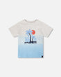 Organic Cotton Short Sleeve T-Shirt Grey Mix To Blue Gradient-0